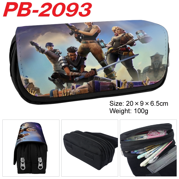 Fortnite Anime double-layer pu leather printing pencil case 20x9x6.5cm