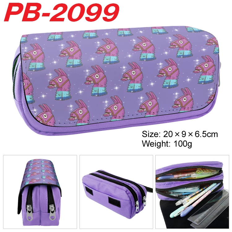 Fortnite Anime double-layer pu leather printing pencil case 20x9x6.5cm