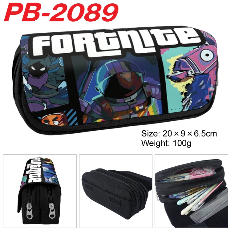 Fortnite Anime double-layer pu leather printing pencil case 20x9x6.5cm