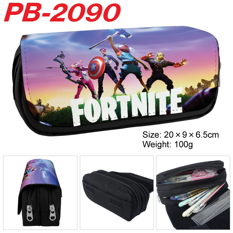 Fortnite Anime double-layer pu leather printing pencil case 20x9x6.5cm