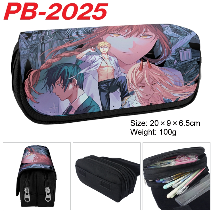 Chainsawman Anime double-layer pu leather printing pencil case 20x9x6.5cm