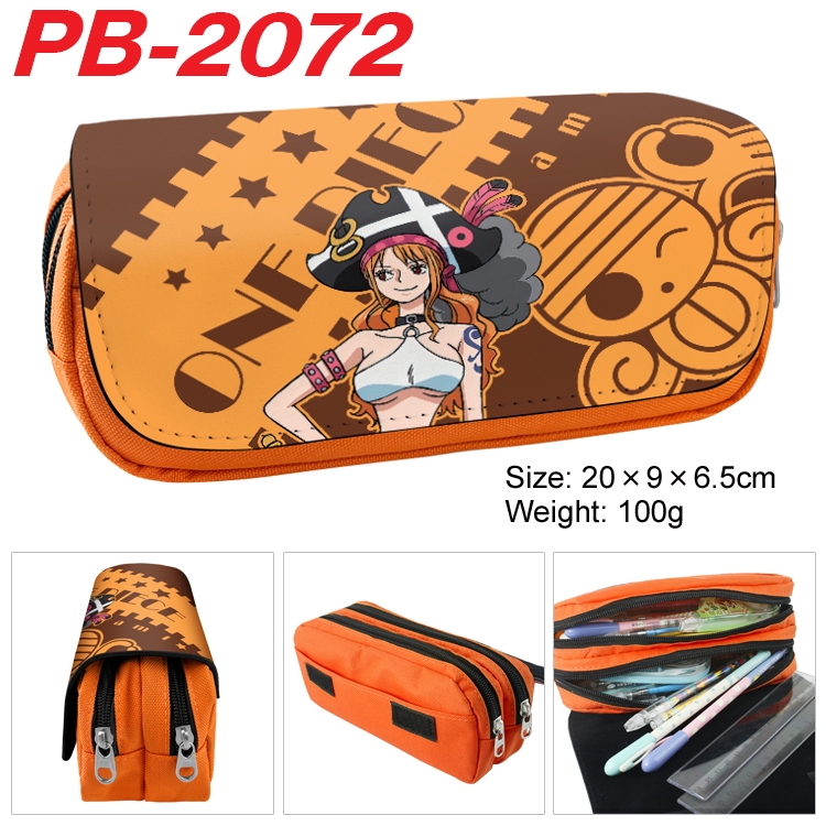One Piece Anime double-layer pu leather printing pencil case 20x9x6.5cm