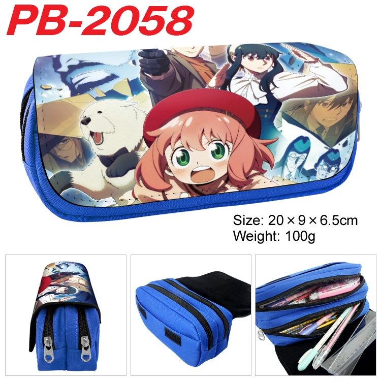 SPY×FAMILY Anime double-layer pu leather printing pencil case 20x9x6.5cm