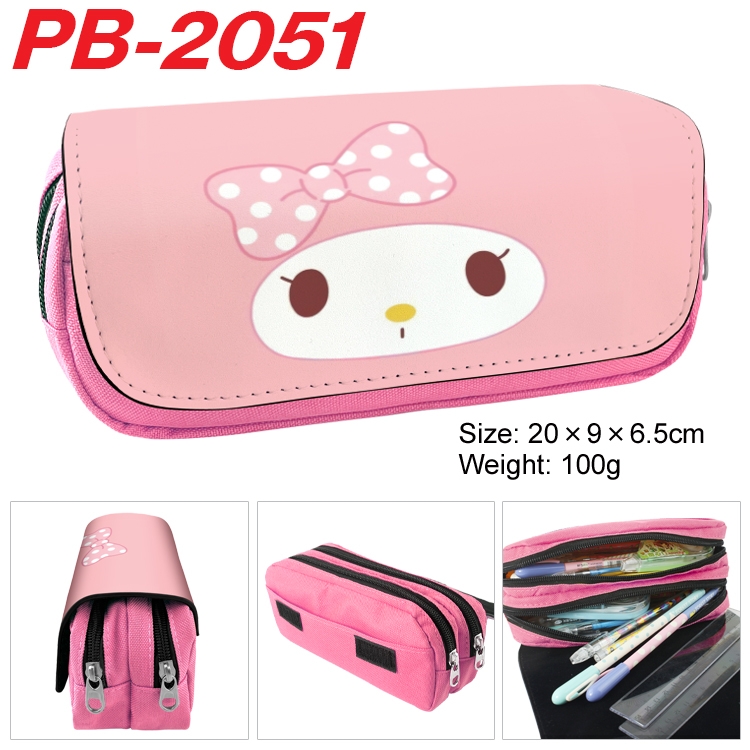 sanrio Anime double-layer pu leather printing pencil case 20x9x6.5cm