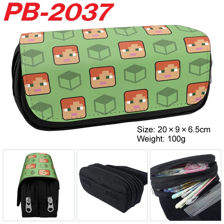Minecraft Anime double-layer pu leather printing pencil case 20x9x6.5cm