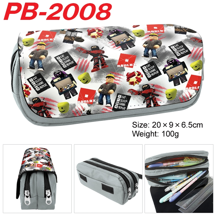 Roblox Anime double-layer pu leather printing pencil case 20x9x6.5cm