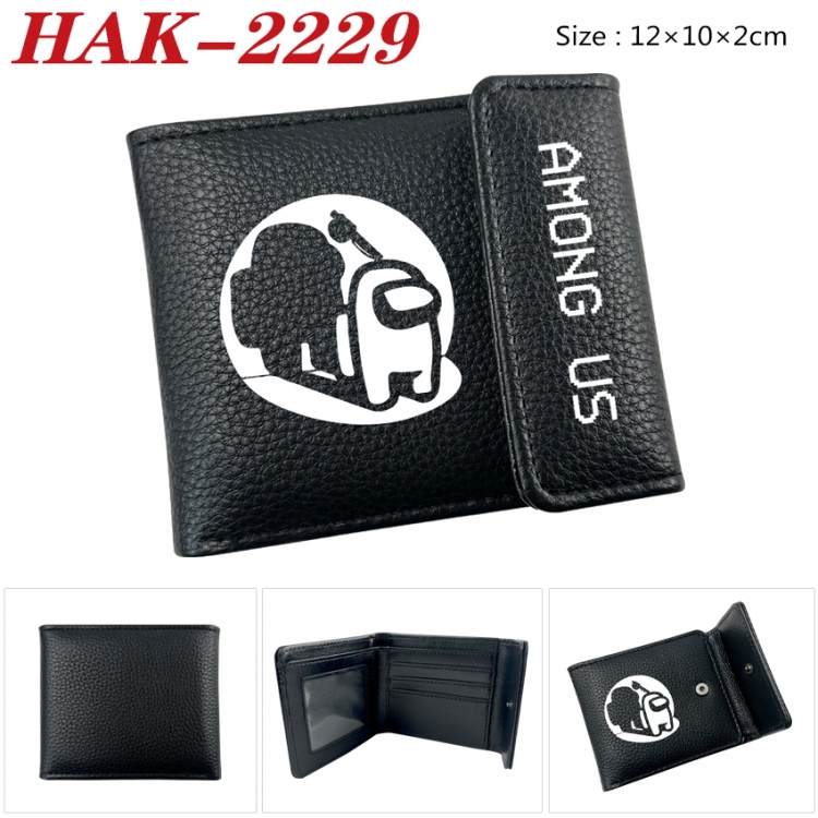 Among us Anime Litchi Pattern Hidden Buckle Half Fold Printed Wallet 12X10X2CM