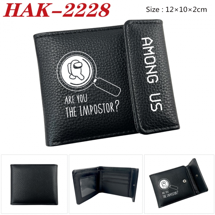 Among us Anime Litchi Pattern Hidden Buckle Half Fold Printed Wallet 12X10X2CM
