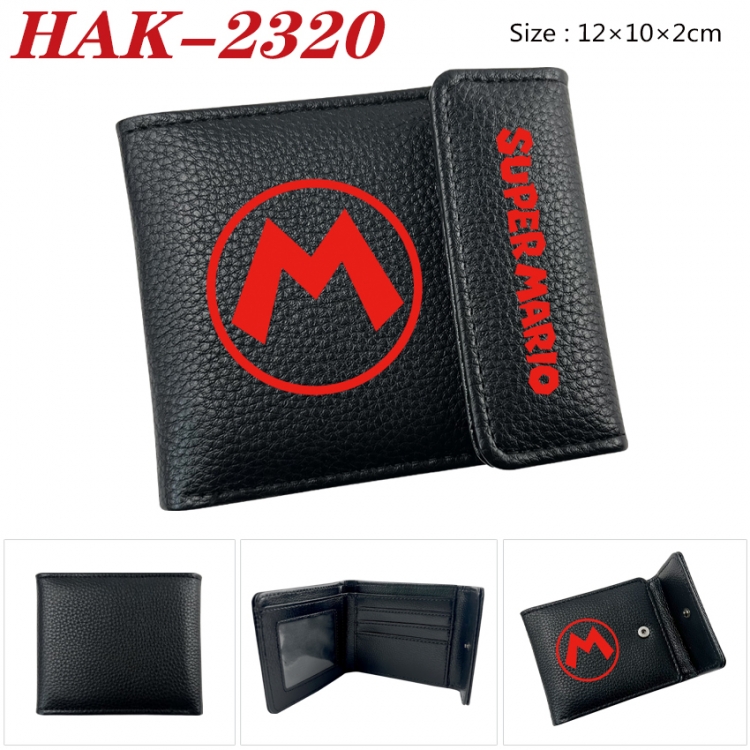 Super Mario Anime Litchi Pattern Hidden Buckle Half Fold Printed Wallet 12X10X2CM HAK-2320
