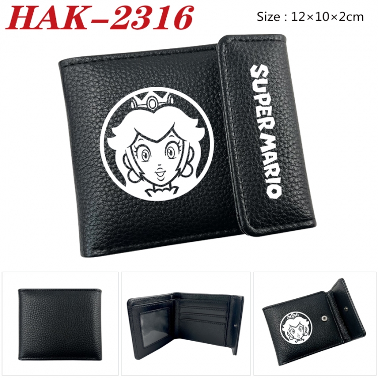 Super Mario Anime Litchi Pattern Hidden Buckle Half Fold Printed Wallet 12X10X2CM  HAK-2316