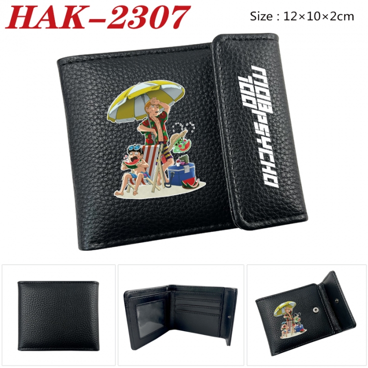 Mob Psycho 100 Anime Litchi Pattern Hidden Buckle Half Fold Printed Wallet 12X10X2CM