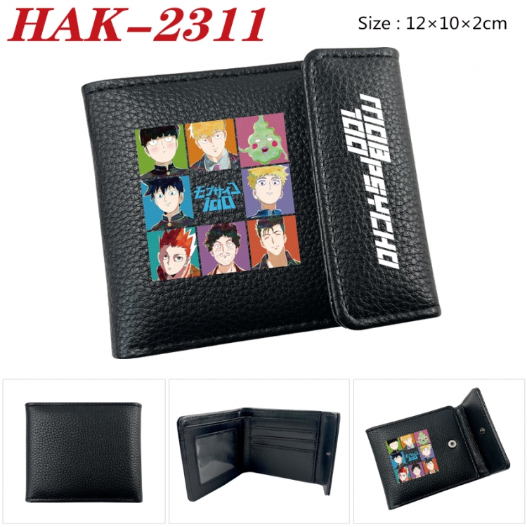 Mob Psycho 100 Anime Litchi Pattern Hidden Buckle Half Fold Printed Wallet 12X10X2CM