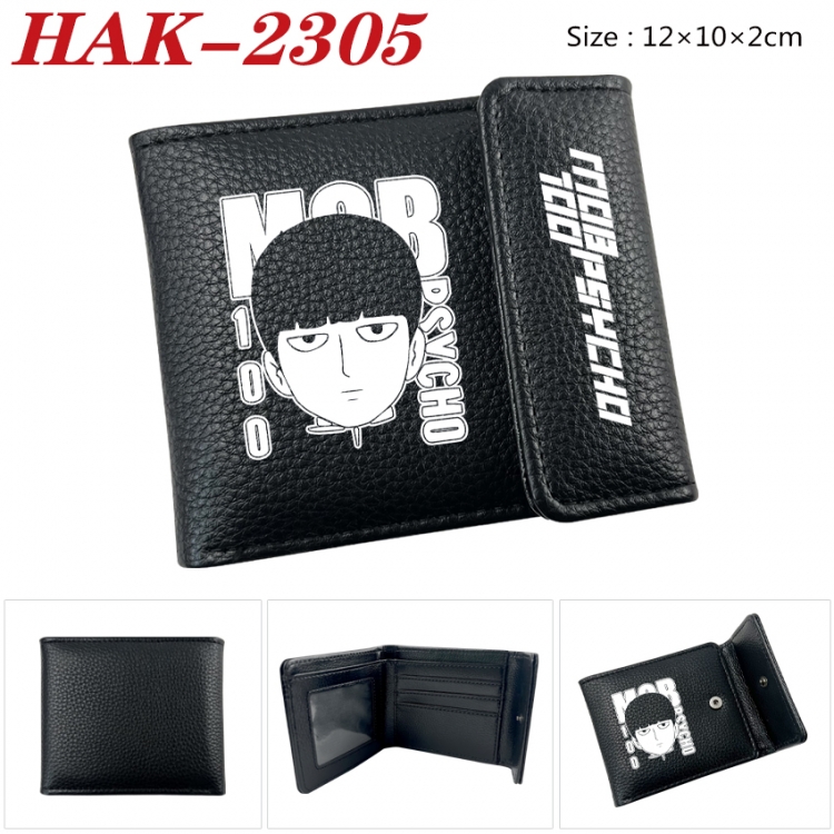 Mob Psycho 100 Anime Litchi Pattern Hidden Buckle Half Fold Printed Wallet 12X10X2CM