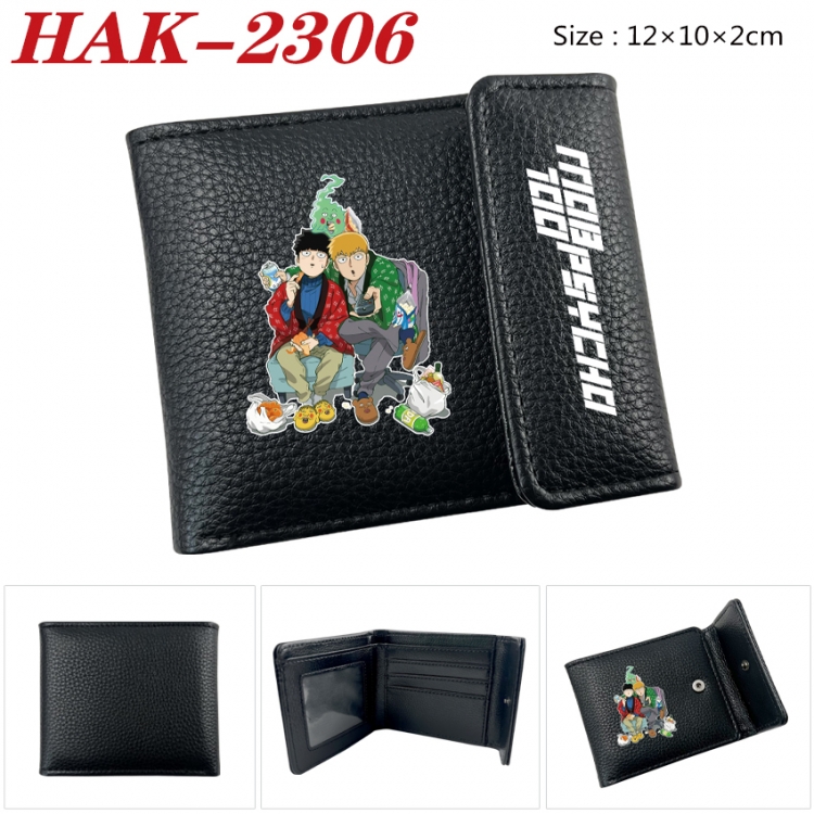 Mob Psycho 100 Anime Litchi Pattern Hidden Buckle Half Fold Printed Wallet 12X10X2CM