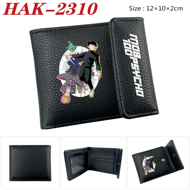 Mob Psycho 100 Anime Litchi Pattern Hidden Buckle Half Fold Printed Wallet 12X10X2CM