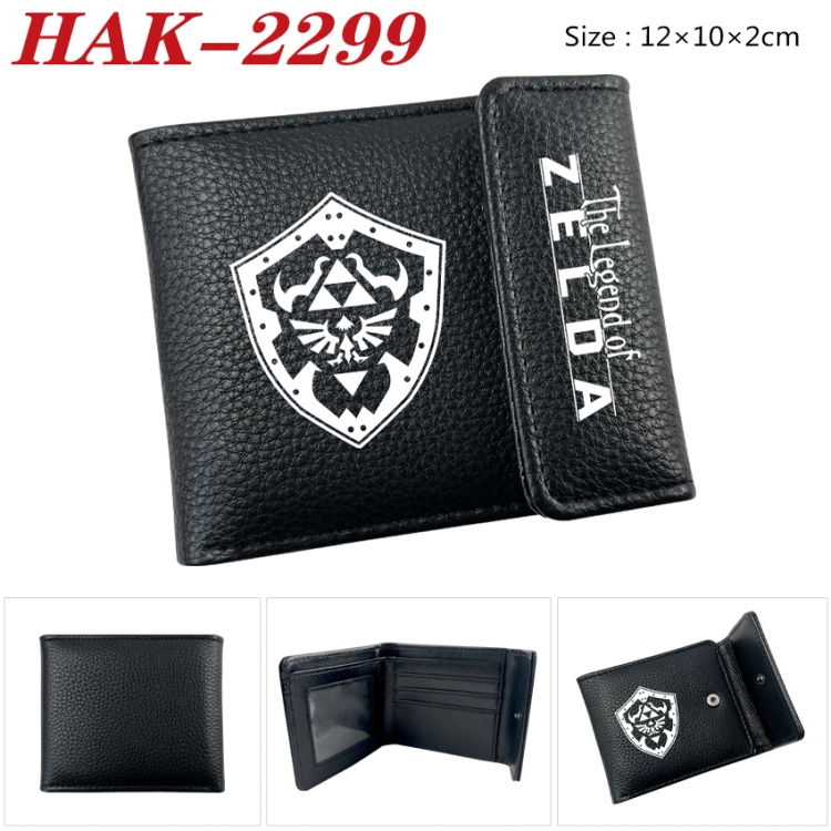 The Legend of Zelda Anime Litchi Pattern Hidden Buckle Half Fold Printed Wallet 12X10X2CM