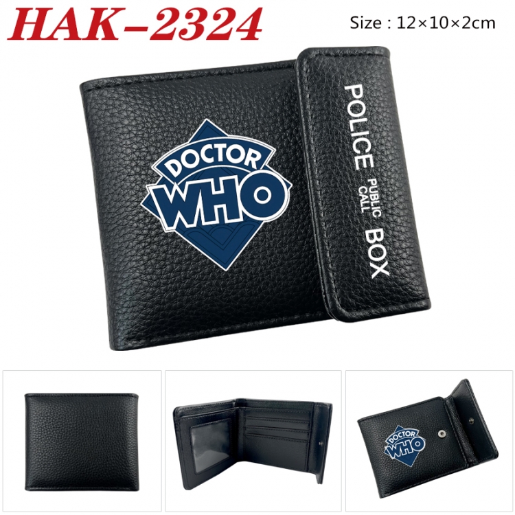 Doctor Who Anime Litchi Pattern Hidden Buckle Half Fold Printed Wallet 12X10X2CM