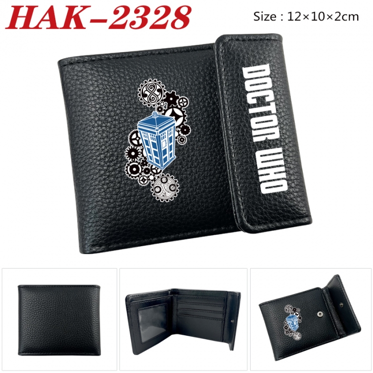 Doctor Who Anime Litchi Pattern Hidden Buckle Half Fold Printed Wallet 12X10X2CM