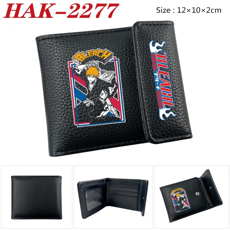 Bleach Anime Litchi Pattern Hidden Buckle Half Fold Printed Wallet 12X10X2CM