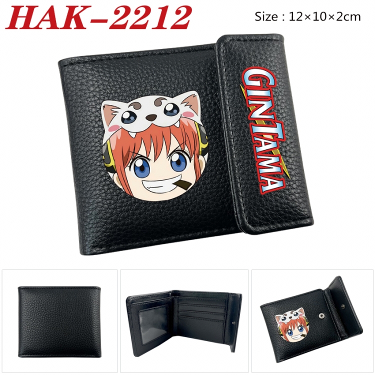 Gintama Anime Litchi Pattern Hidden Buckle Half Fold Printed Wallet 12X10X2CM