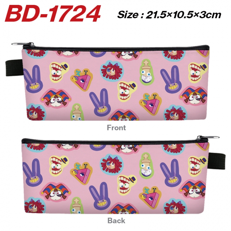 The Amazing Digital Circus Anime PU Leather Zipper Pencil Case Stationery Box 21.5X10.5X3CM 