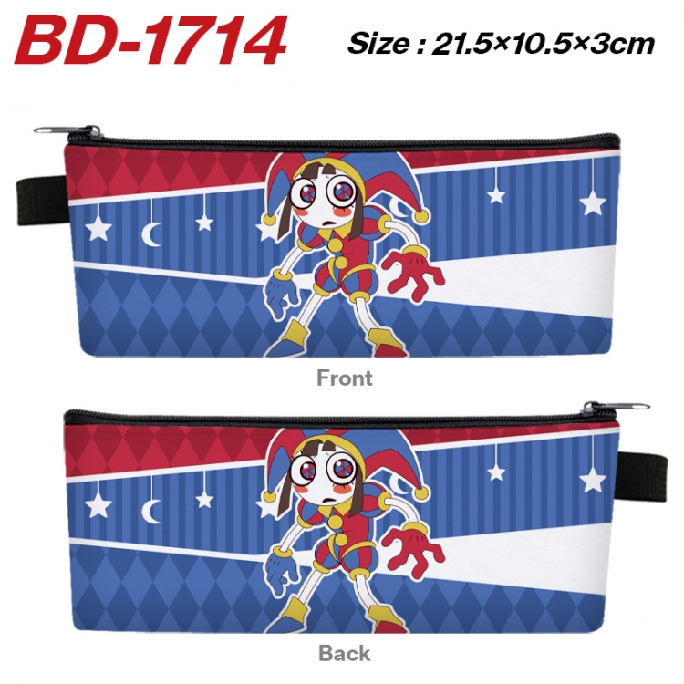 The Amazing Digital Circus Anime PU Leather Zipper Pencil Case Stationery Box 21.5X10.5X3CM 