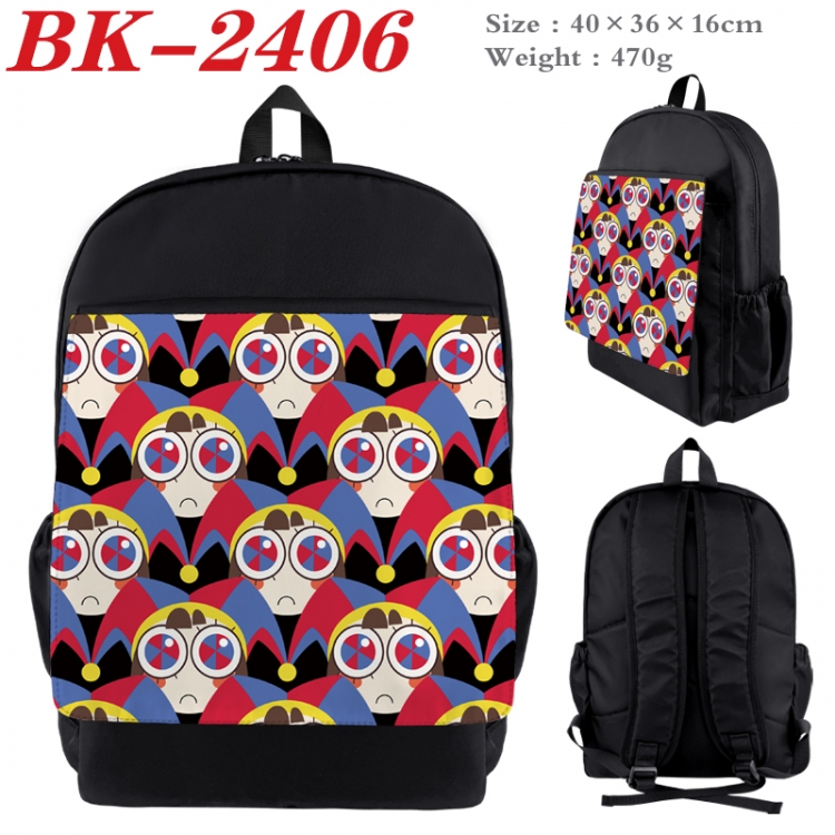 The Amazing Digital Circus Waterproof nylon canvas flip color picture backpack 40X36X16CM