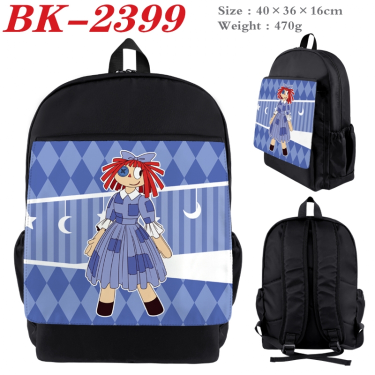 The Amazing Digital Circus Waterproof nylon canvas flip color picture backpack 40X36X16CM