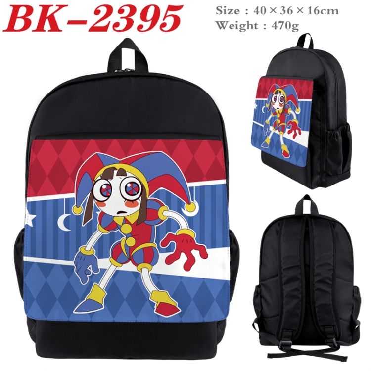 The Amazing Digital Circus Waterproof nylon canvas flip color picture backpack 40X36X16CM