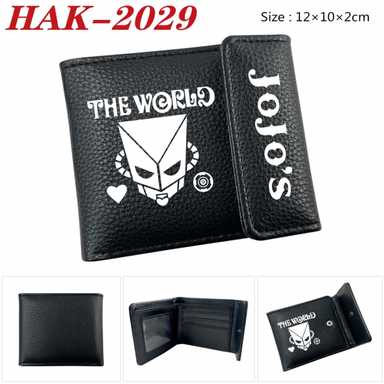 JoJos Bizarre Adventure Anime Litchi Pattern Hidden Buckle Half Fold Printed Wallet 12X10X2CM  HAK-2029