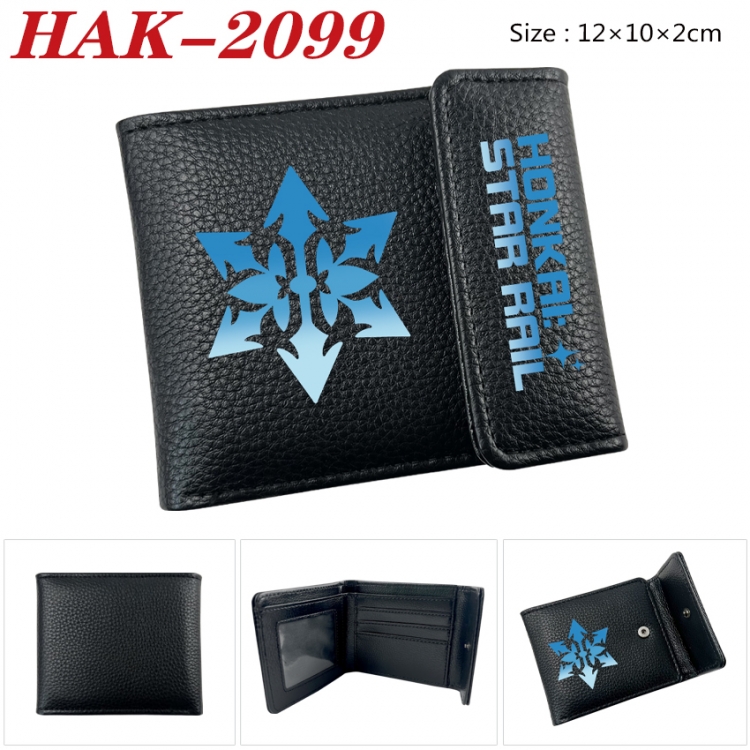 Honkai:StarRail Anime Litchi Pattern Hidden Buckle Half Fold Printed Wallet 12X10X2CM