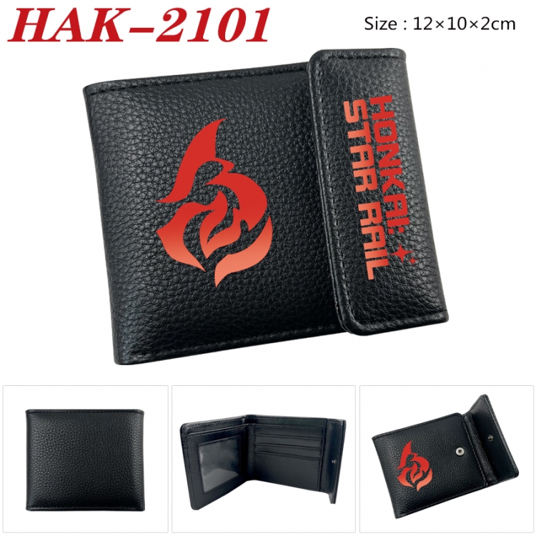 Honkai:StarRail Anime Litchi Pattern Hidden Buckle Half Fold Printed Wallet 12X10X2CM