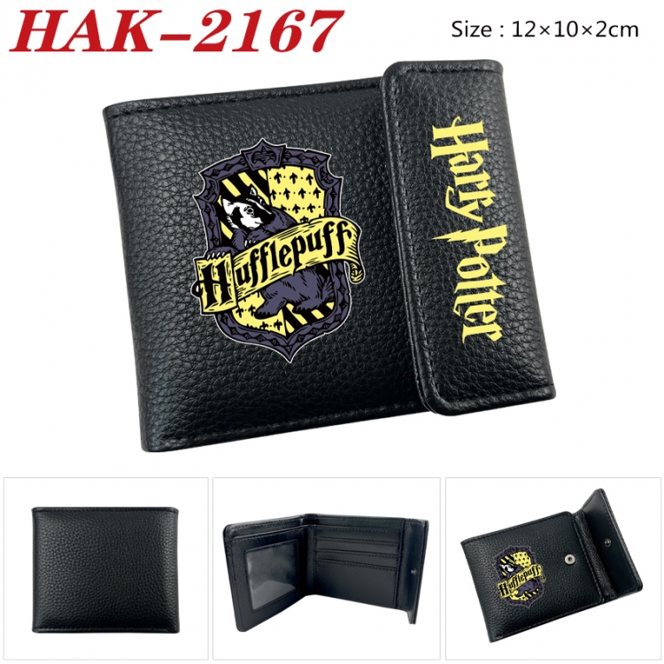 Harry Potter Anime Litchi Pattern Hidden Buckle Half Fold Printed Wallet 12X10X2CM