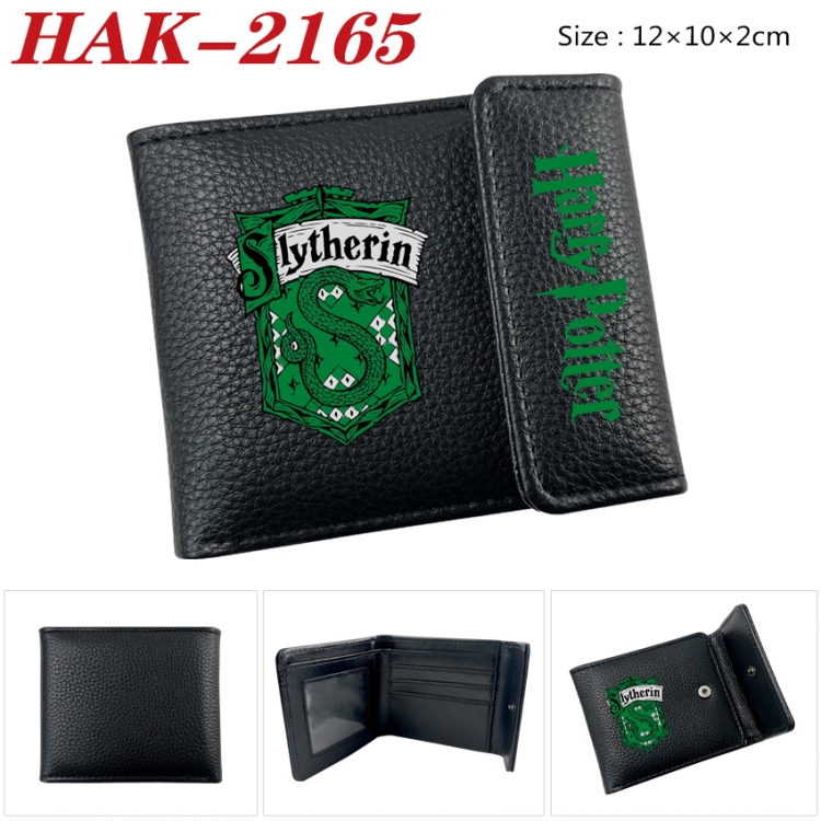 Harry Potter Anime Litchi Pattern Hidden Buckle Half Fold Printed Wallet 12X10X2CM