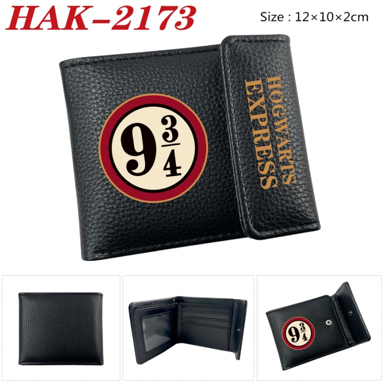 Harry Potter Anime Litchi Pattern Hidden Buckle Half Fold Printed Wallet 12X10X2CM