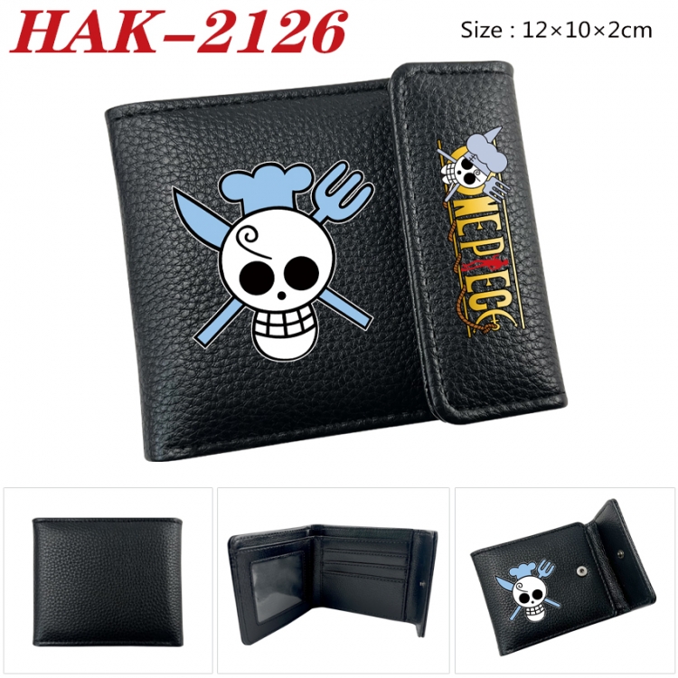 One Piece Anime Litchi Pattern Hidden Buckle Half Fold Printed Wallet 12X10X2CM