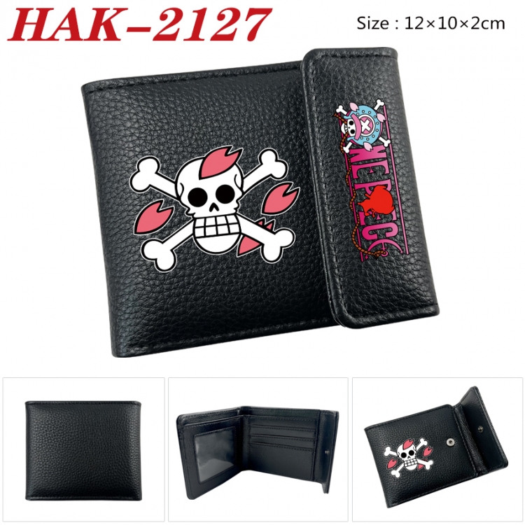 One Piece Anime Litchi Pattern Hidden Buckle Half Fold Printed Wallet 12X10X2CM