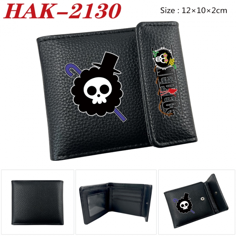 One Piece Anime Litchi Pattern Hidden Buckle Half Fold Printed Wallet 12X10X2CM