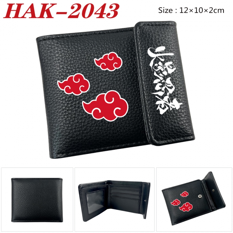 Naruto Anime Litchi Pattern Hidden Buckle Half Fold Printed Wallet 12X10X2CM