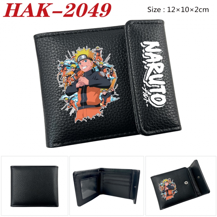 Naruto Anime Litchi Pattern Hidden Buckle Half Fold Printed Wallet 12X10X2CM