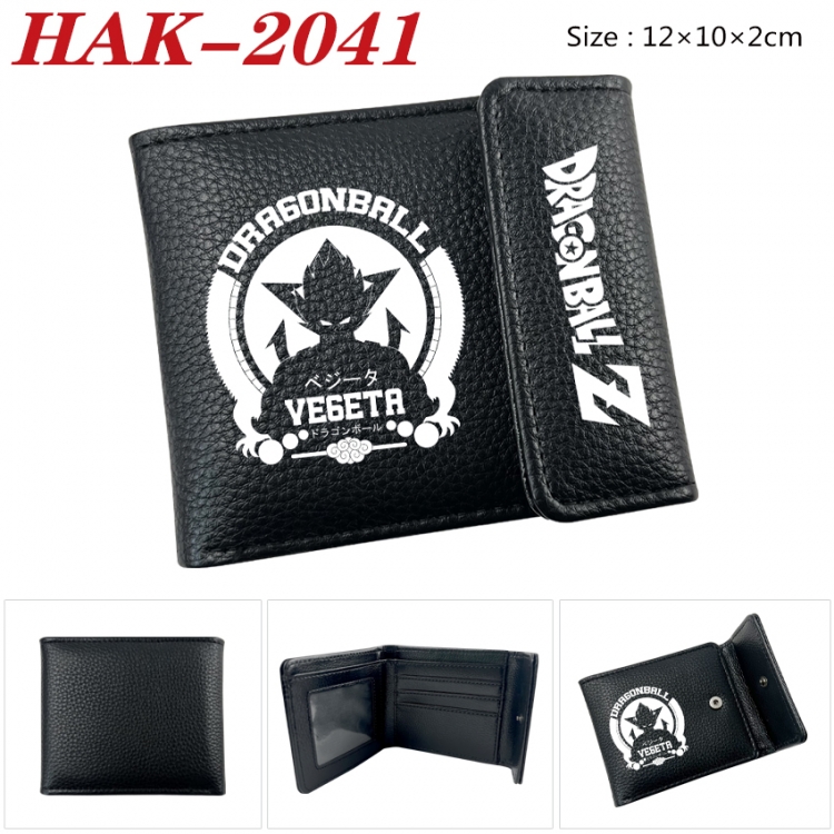 DRAGON BALL Anime Litchi Pattern Hidden Buckle Half Fold Printed Wallet 12X10X2CMAnime Litchi Pattern Hidden Buckle Half
