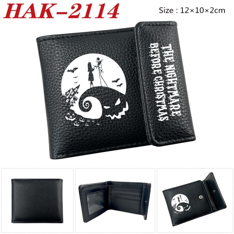 The Nightmare Before Christmas Anime Litchi Pattern Hidden Buckle Half Fold Printed Wallet 12X10X2CM