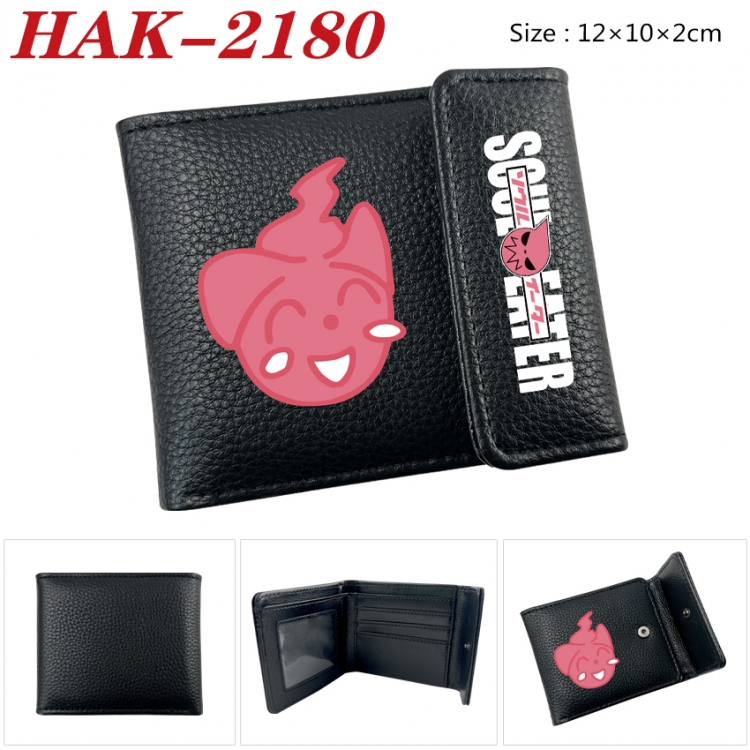 Soul Eater Anime Litchi Pattern Hidden Buckle Half Fold Printed Wallet 12X10X2CM