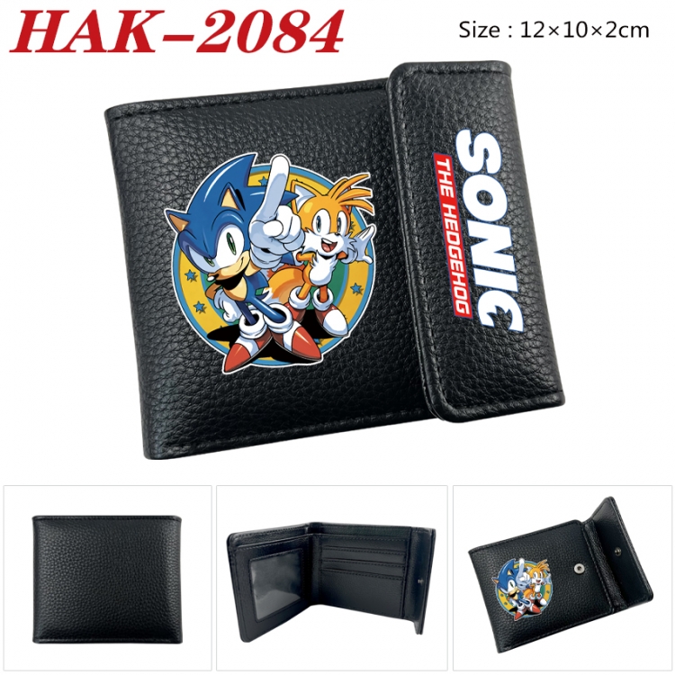 Sonic The Hedgehog Anime Litchi Pattern Hidden Buckle Half Fold Printed Wallet 12X10X2CM