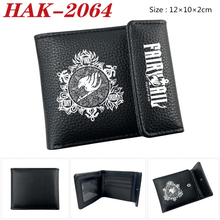 Fairy tail Anime Litchi Pattern Hidden Buckle Half Fold Printed Wallet 12X10X2CM