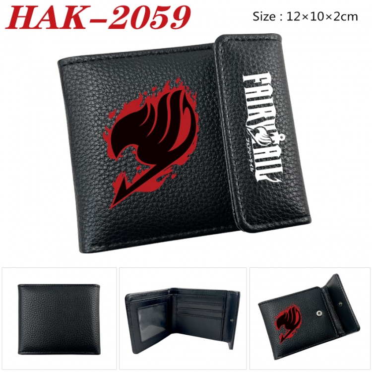 Fairy tail Anime Litchi Pattern Hidden Buckle Half Fold Printed Wallet 12X10X2CM