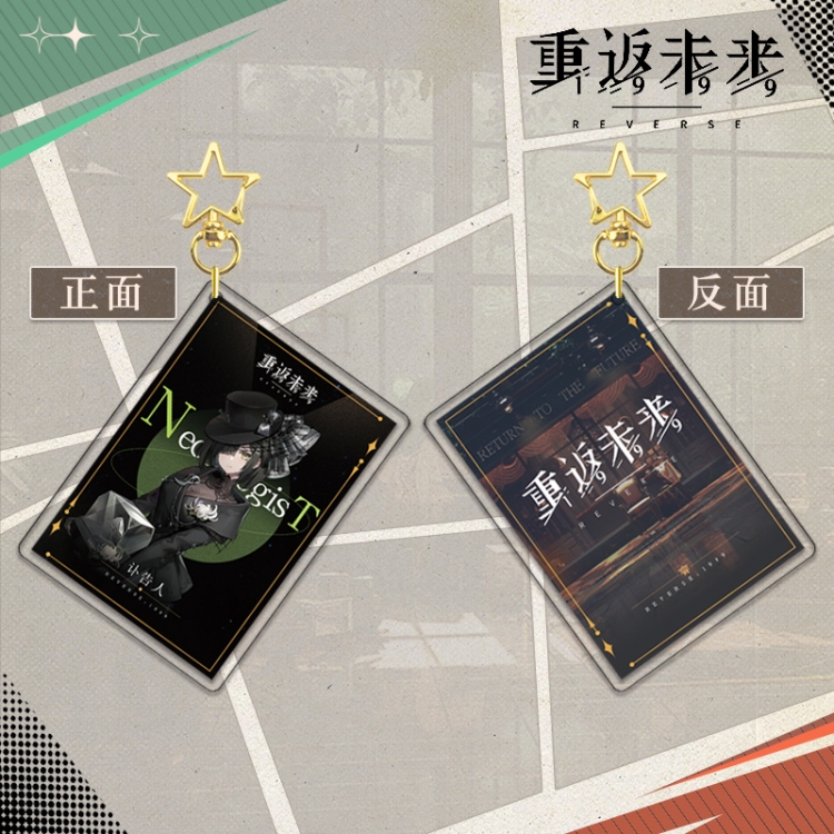 Reverse: 1999 Star Chain Square Acrylic Pendant Bag Pendant Keychain price for 5 pcs