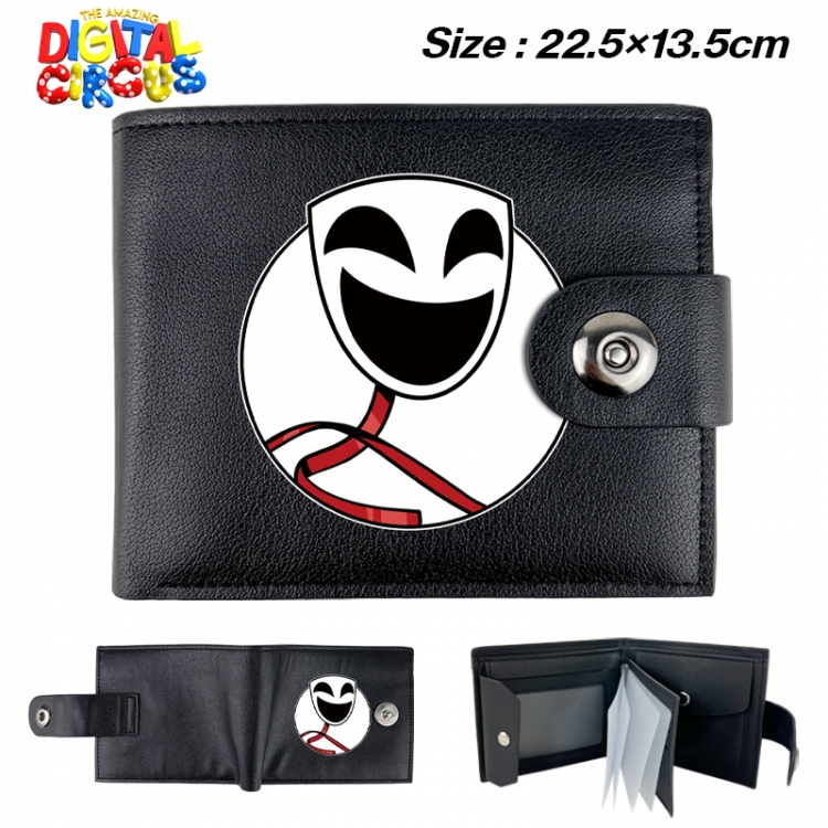 The Amazing Digital Circus Anime buckle black leather card page folding wallet 22.5X13.5cm