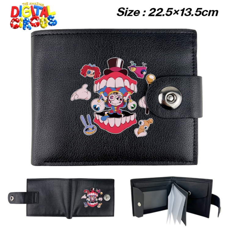 The Amazing Digital Circus Anime buckle black leather card page folding wallet 22.5X13.5cm