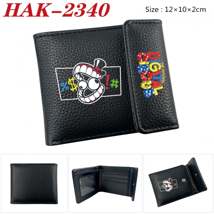 The Amazing Digital Circus Anime Litchi Pattern Hidden Buckle Half Fold Printed Wallet 12X10X2CM  HAK-2340